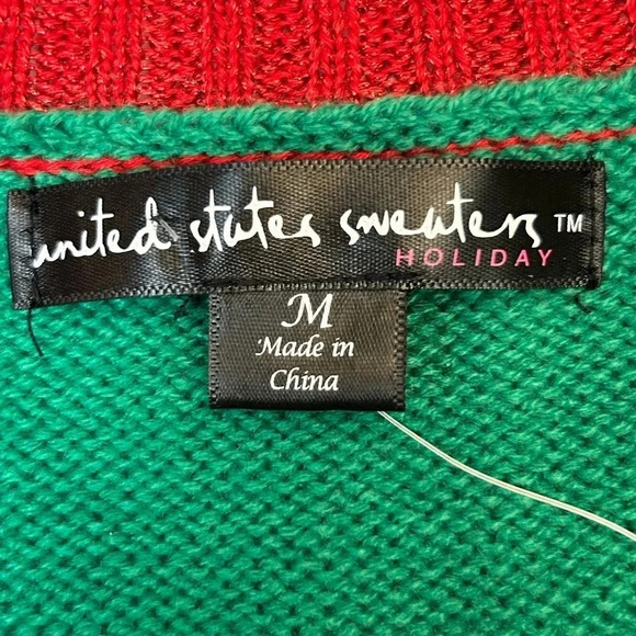 Women’s Green Sequin Embellished Pom Zebra Christmas Holiday Sweater Size M - Picture 4 of 7